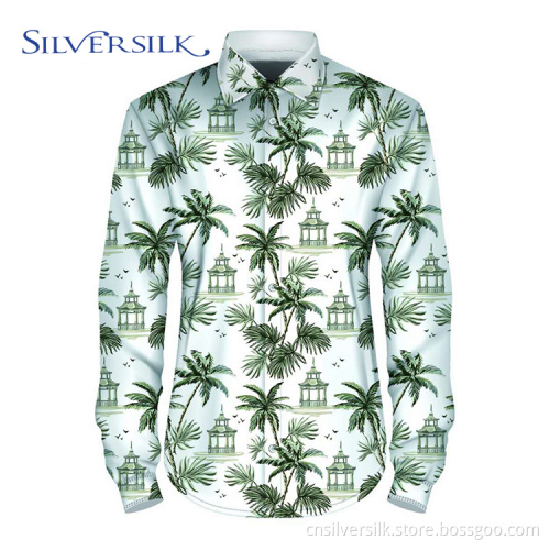 Hawaiian style palm tree print printing shirts